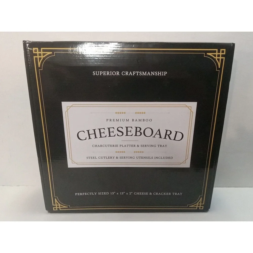 Smirly Brown Premium Bamboo Cheeseboard Charcuterie Platter And Serving Tray Set